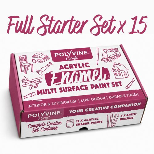 Polyvine Craft Acrylic Enamel Paint Set x 15: Starter Set