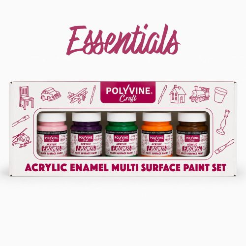 Polyvine Craft Acrylic Enamel Paint Set x 5: Essentials