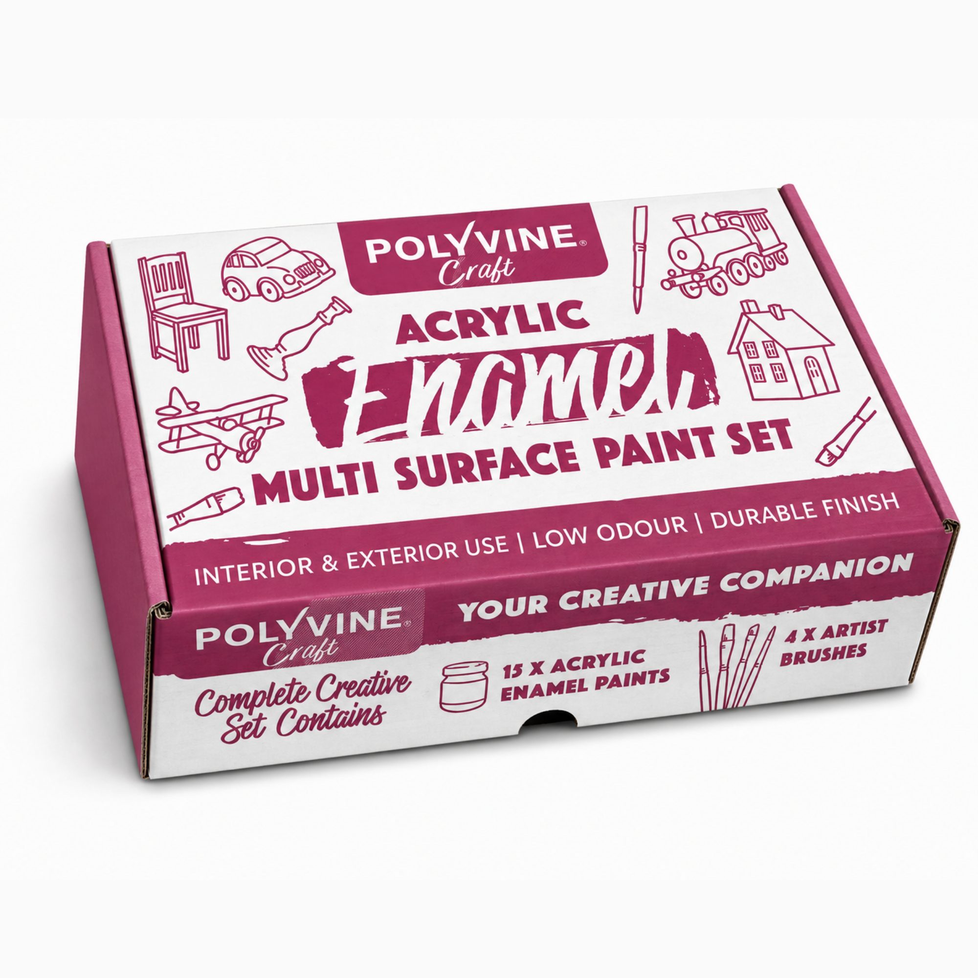 Polyvine Craft Acrylic Enamel Paint Set x 15: Starter Set - Image 5