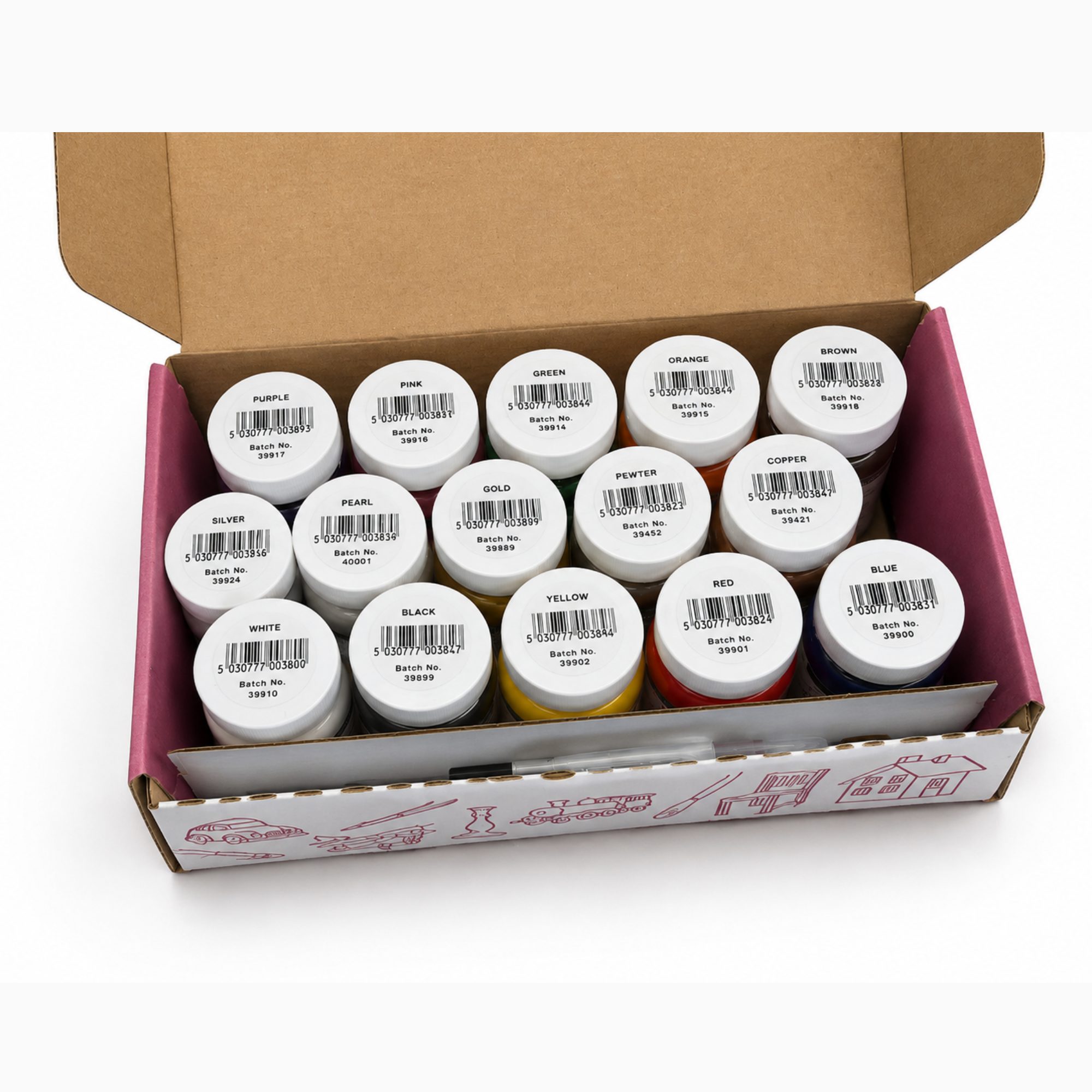 Polyvine Craft Acrylic Enamel Paint Set x 15: Starter Set - Image 3