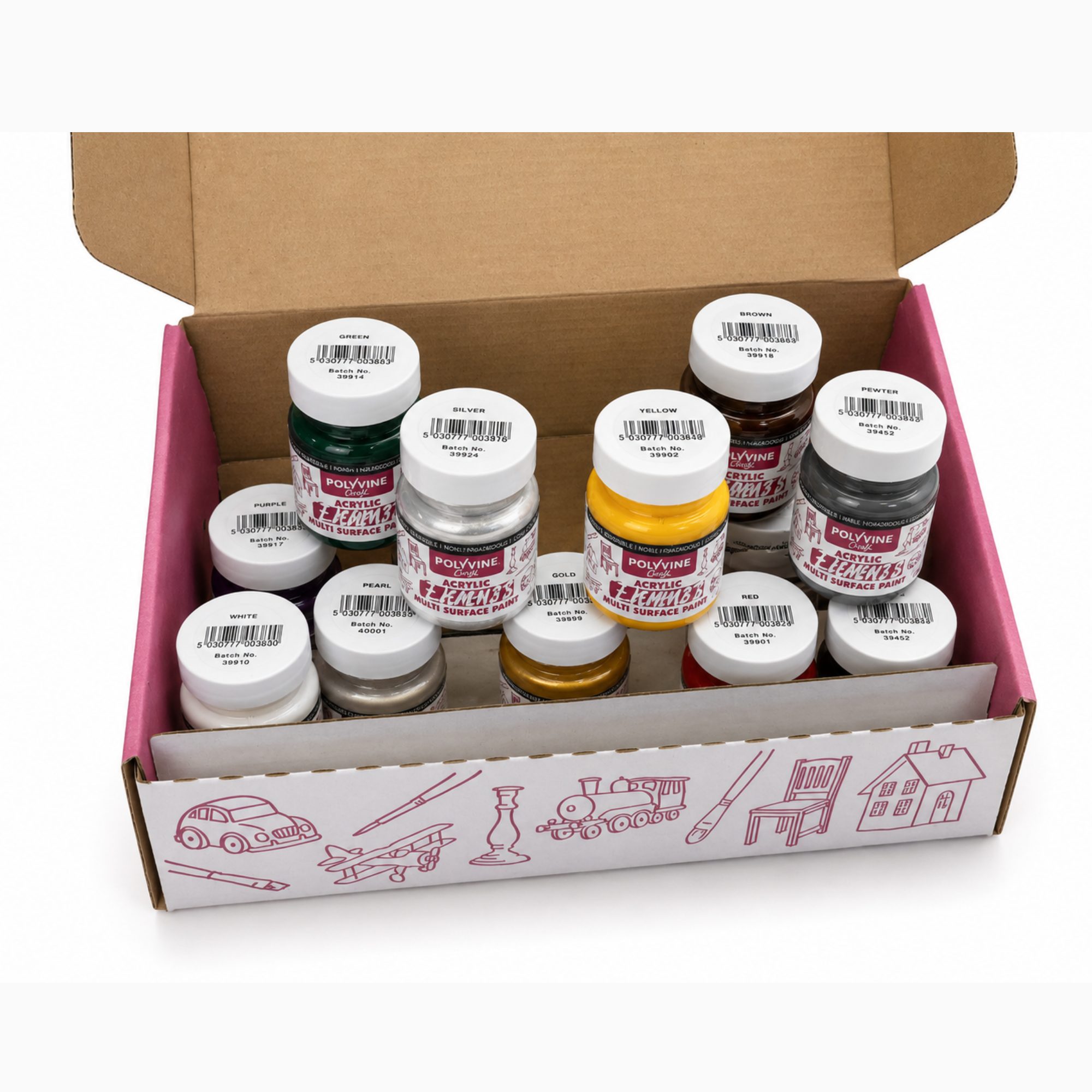 Polyvine Craft Acrylic Enamel Paint Set x 15: Starter Set - Image 2